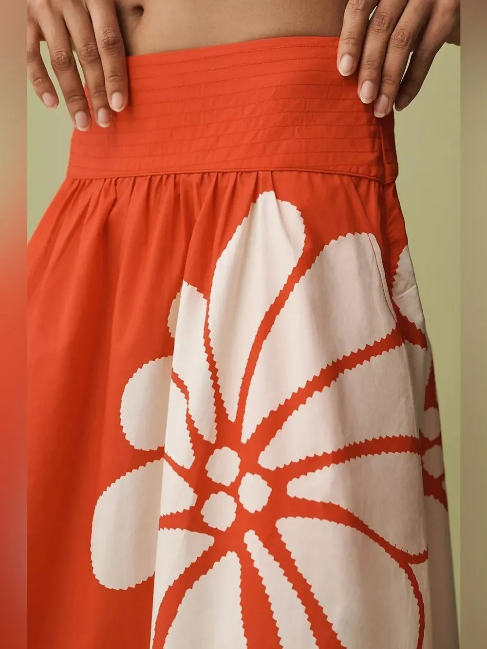 New Farm Rio x Anthropologie Printed Poplin Midi Skirt Size XL